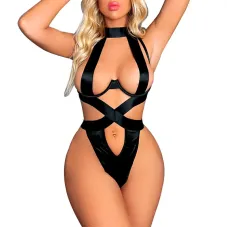 Body Sexy em Vinil e Elástico Largo Afrodite
